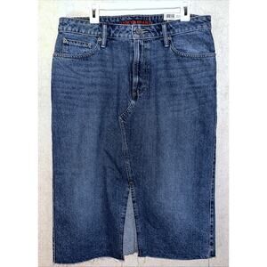 Lucky Brand Women's Midi Denim Skirt Size 12 Sits At Waist 5 Pocket Slit InFront